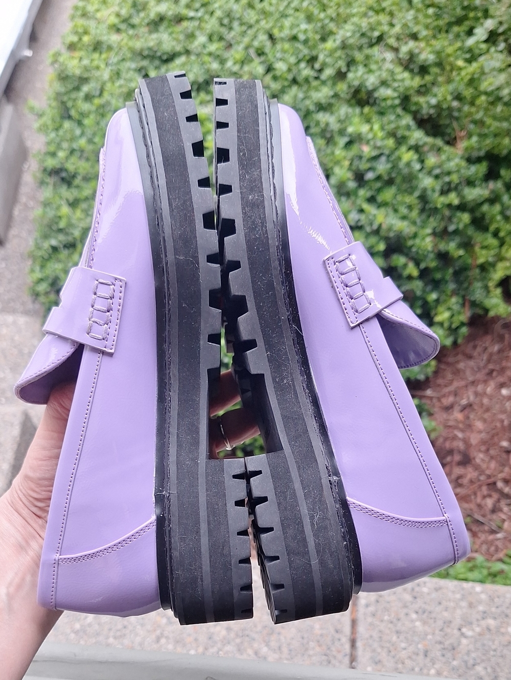 D'Amelio Prescia Purple Chunky Vegan Patent Leather Loafers Size 6 - Picture 7 of 9